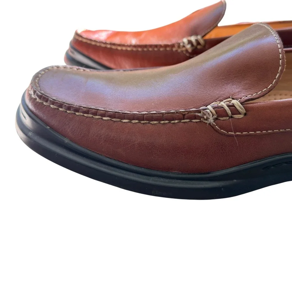 Cole Haan Loafers Mens 9.5M Brown Good Nike Air Leather Slip On‎ Moc Toe Shoes